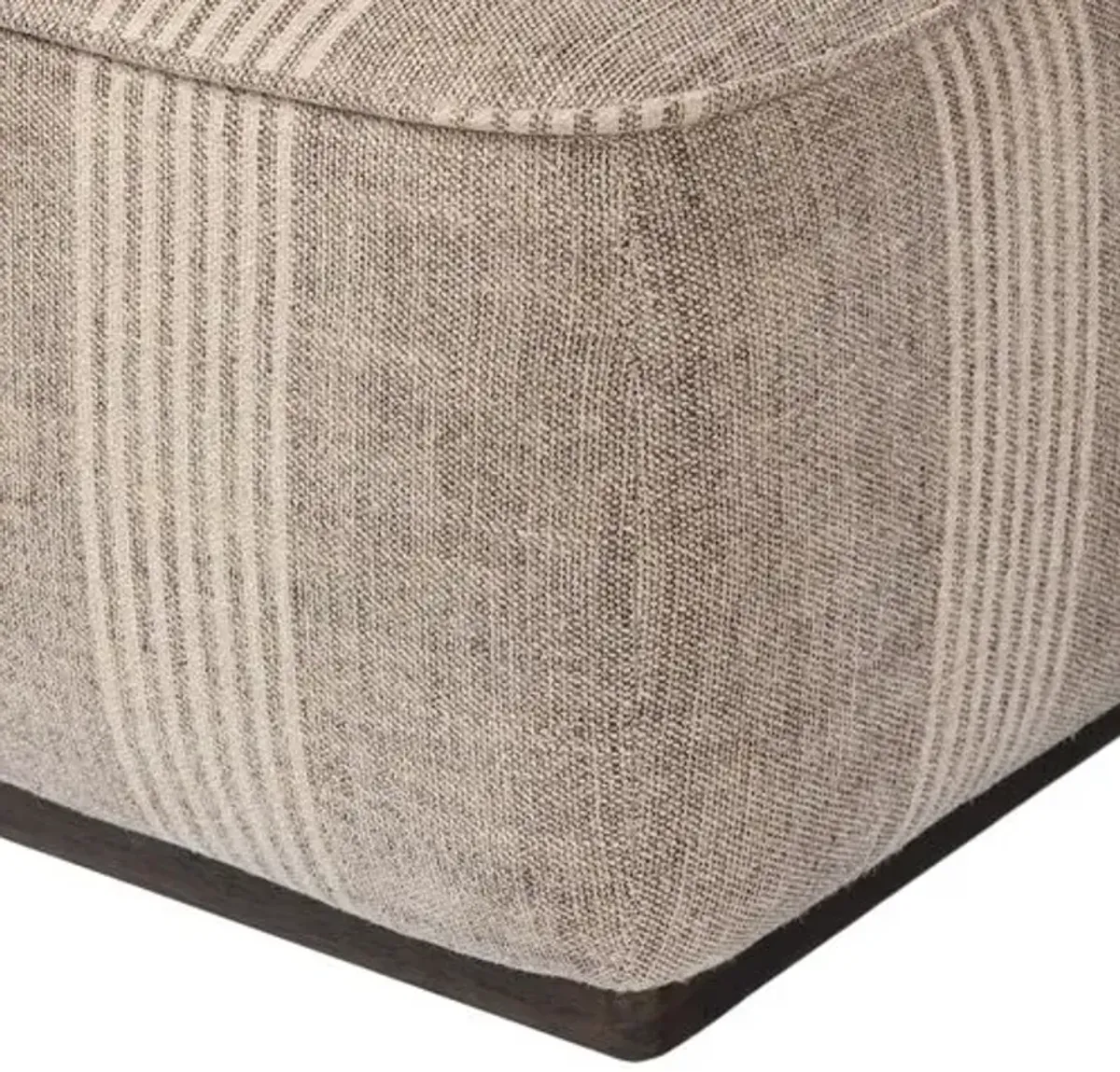 Janessa Square Ottoman - Manchester Flint Linen Stripe - Gray