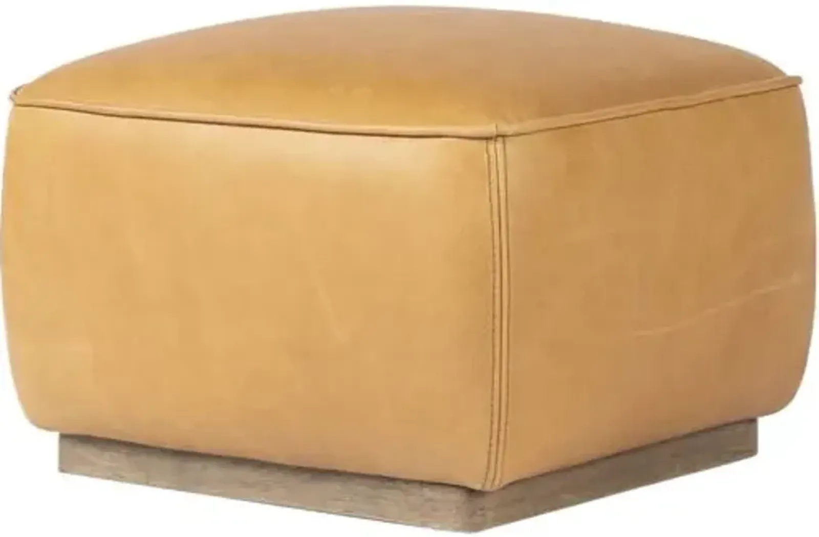 Janessa Square Ottoman - Palermo Butterscotch Leather - Brown