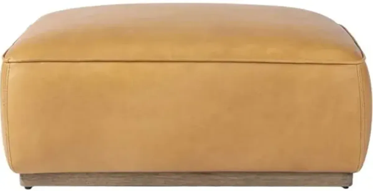 Janessa Square Ottoman - Palermo Butterscotch Leather - Brown