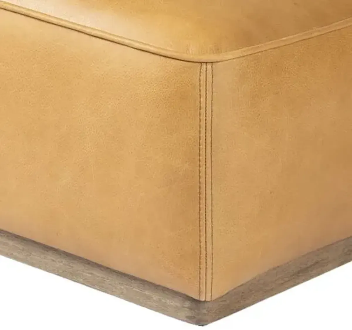 Janessa Square Ottoman - Palermo Butterscotch Leather - Brown