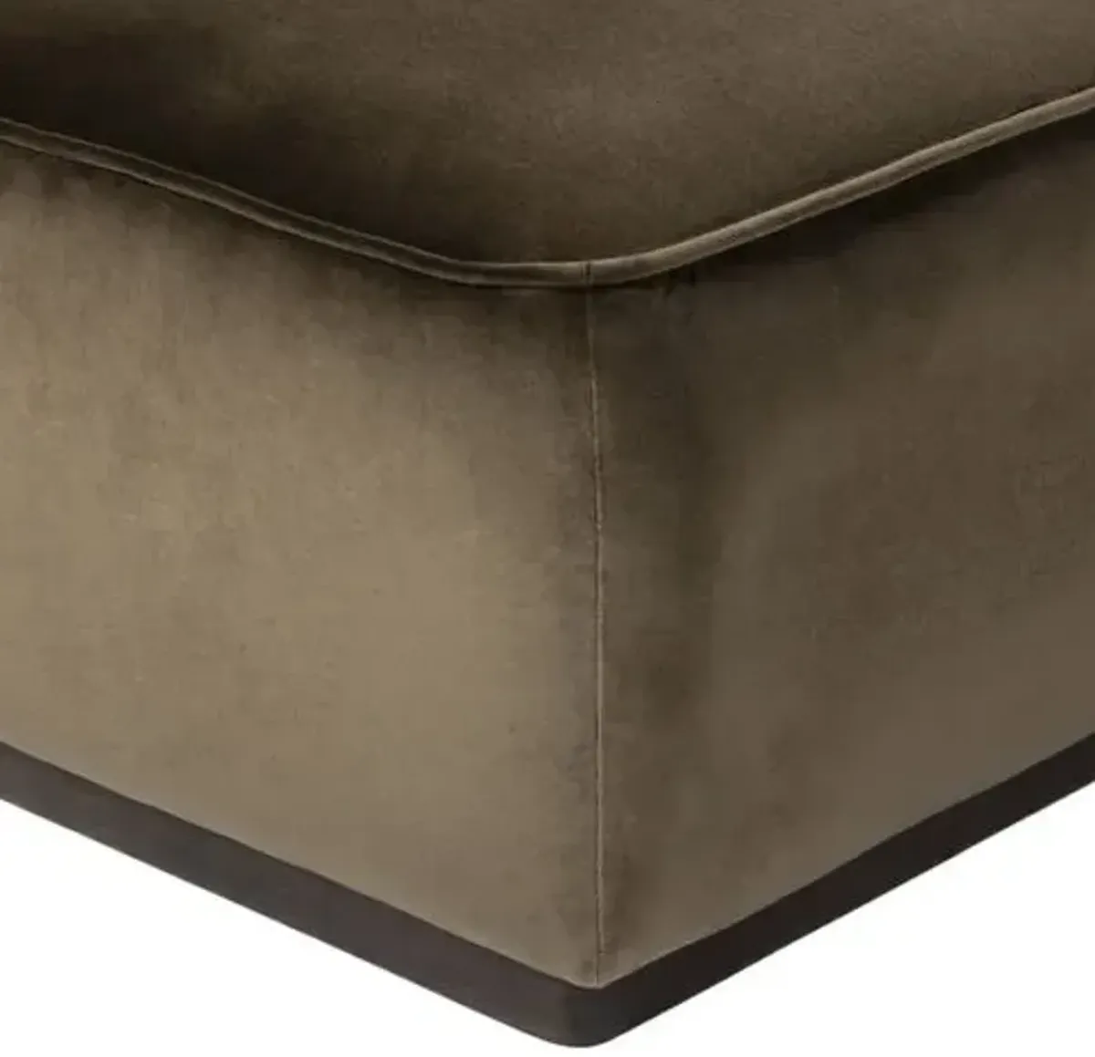 Janessa Square Ottoman - Surrey Olive Velvet - Green