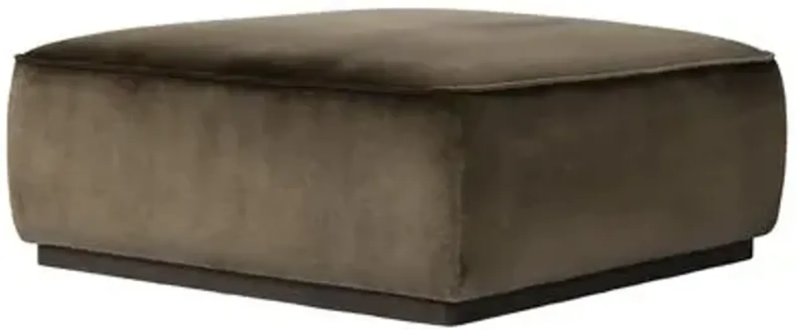 Janessa Square Ottoman - Surrey Olive Velvet - Green