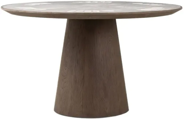 Jameson Poker Table, White Marble/Weathered Dark Oak