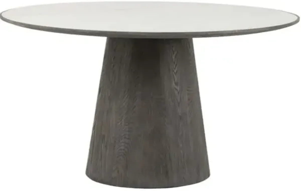 Jameson Round Dining Table - Oak/White Marble