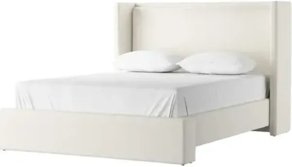 Izaiah Wingback Bed - Ivory, Comfortable, Durable