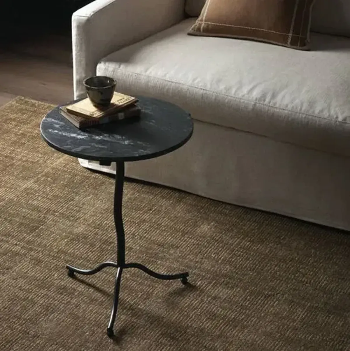 Ivy Marble End Table - Black