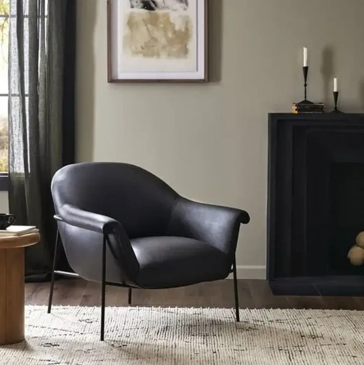 Isidore Chair - Carson Black Leather