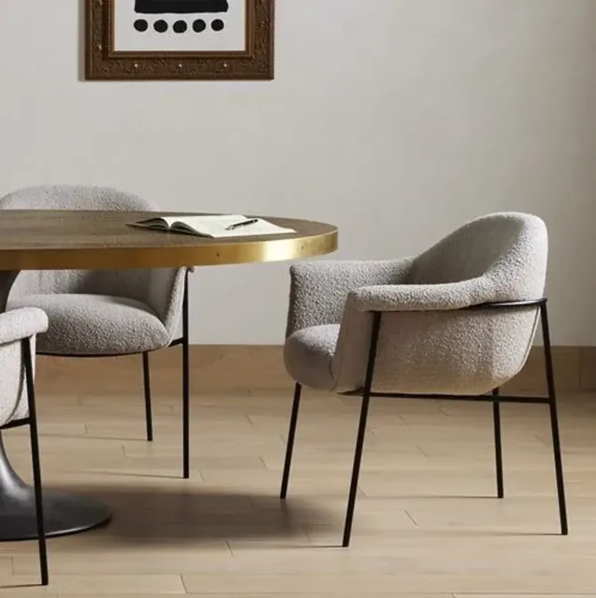 Isidore Dining Chair - Textured Knoll Sand - Beige