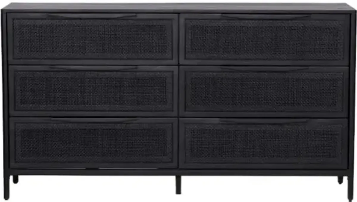 Ingrid 6-Drawer Dresser - Black Cane