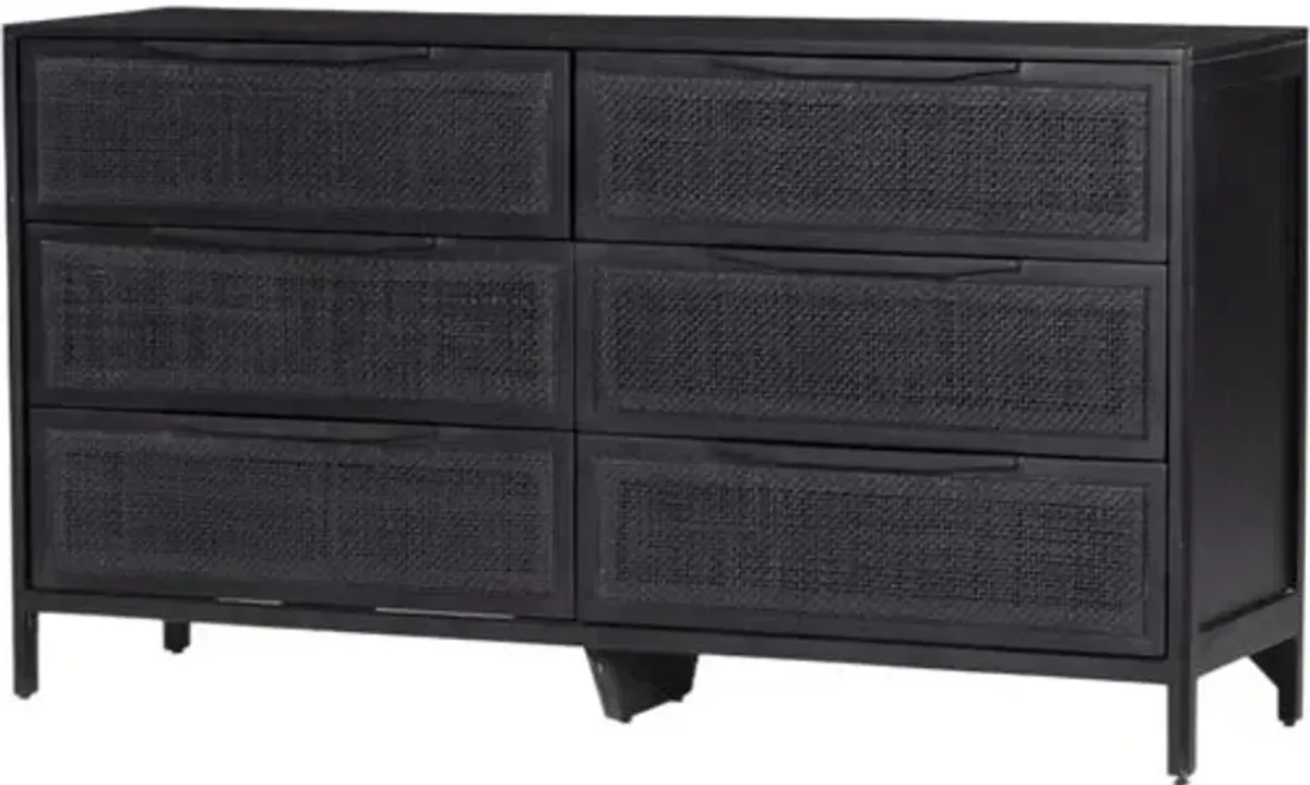 Ingrid 6-Drawer Dresser - Black Cane