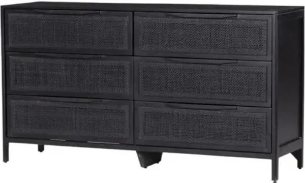 Ingrid 6-Drawer Dresser - Black Cane