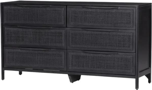 Selena 6-Drawer Dresser, Black Cane
