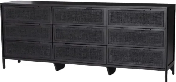Ingrid 9-Drawer Cane Dresser - Black