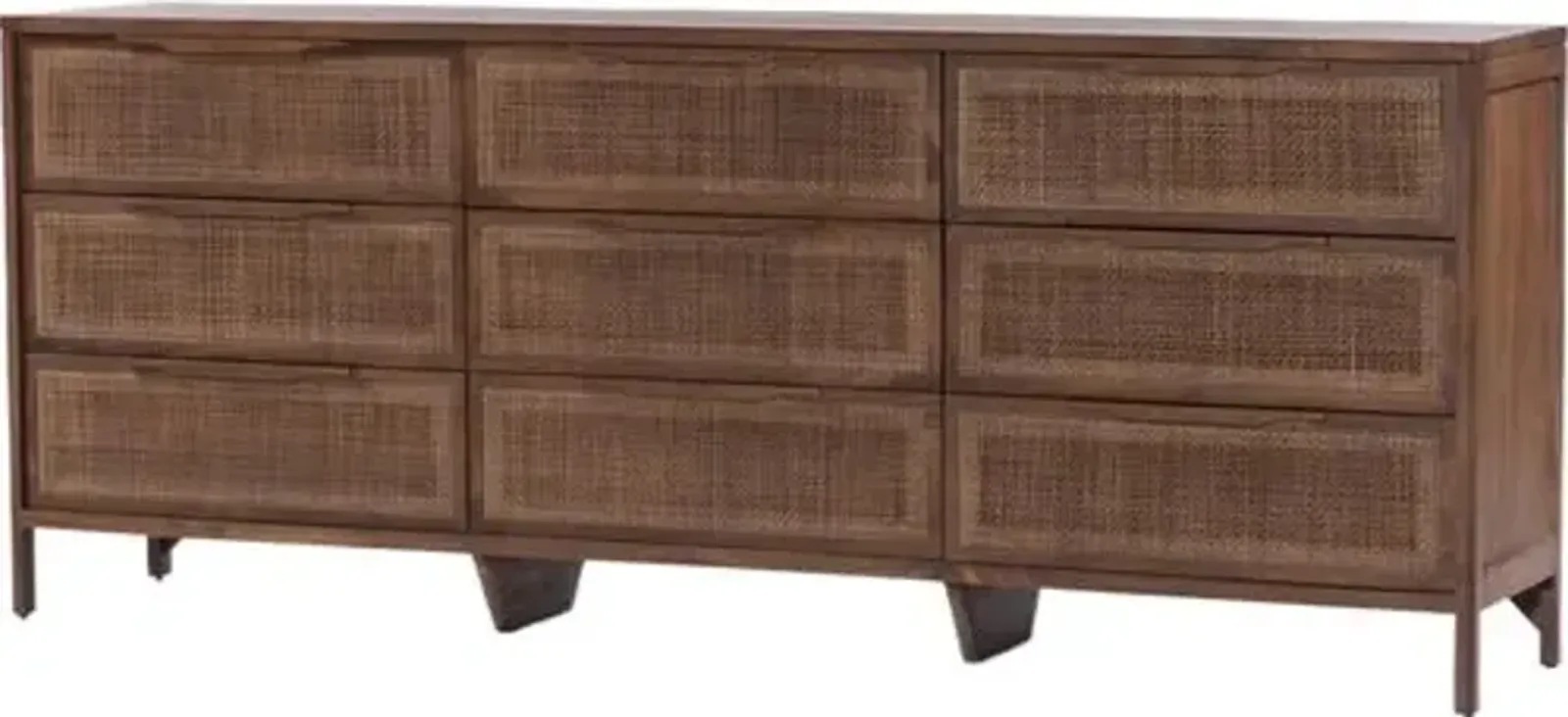 Ingrid 9-Drawer Cane Dresser - Brown