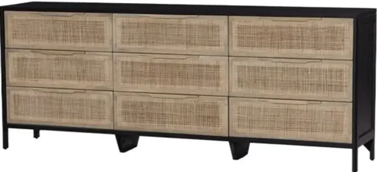 Ingrid 9-Drawer Cane Dresser - Brown