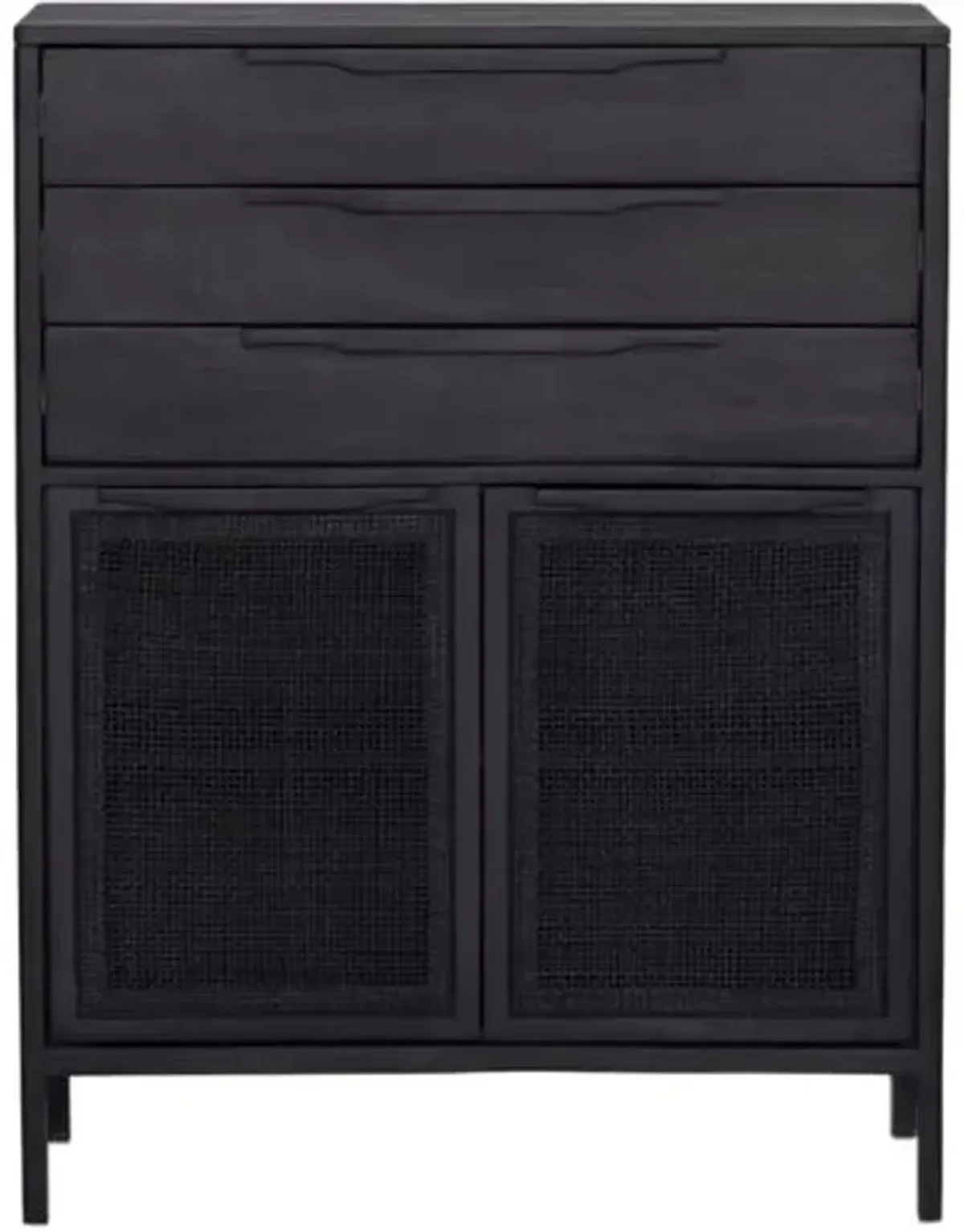 Ingrid Tall Cane Dresser - Black Wash