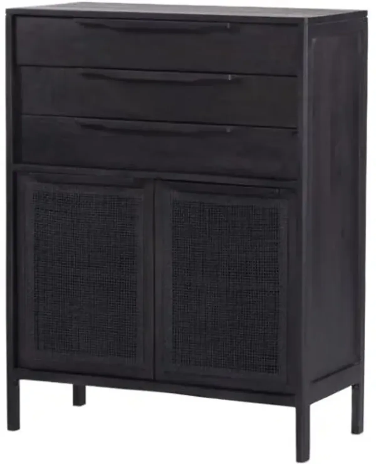 Selena Tall Cane Dresser - Black Wash