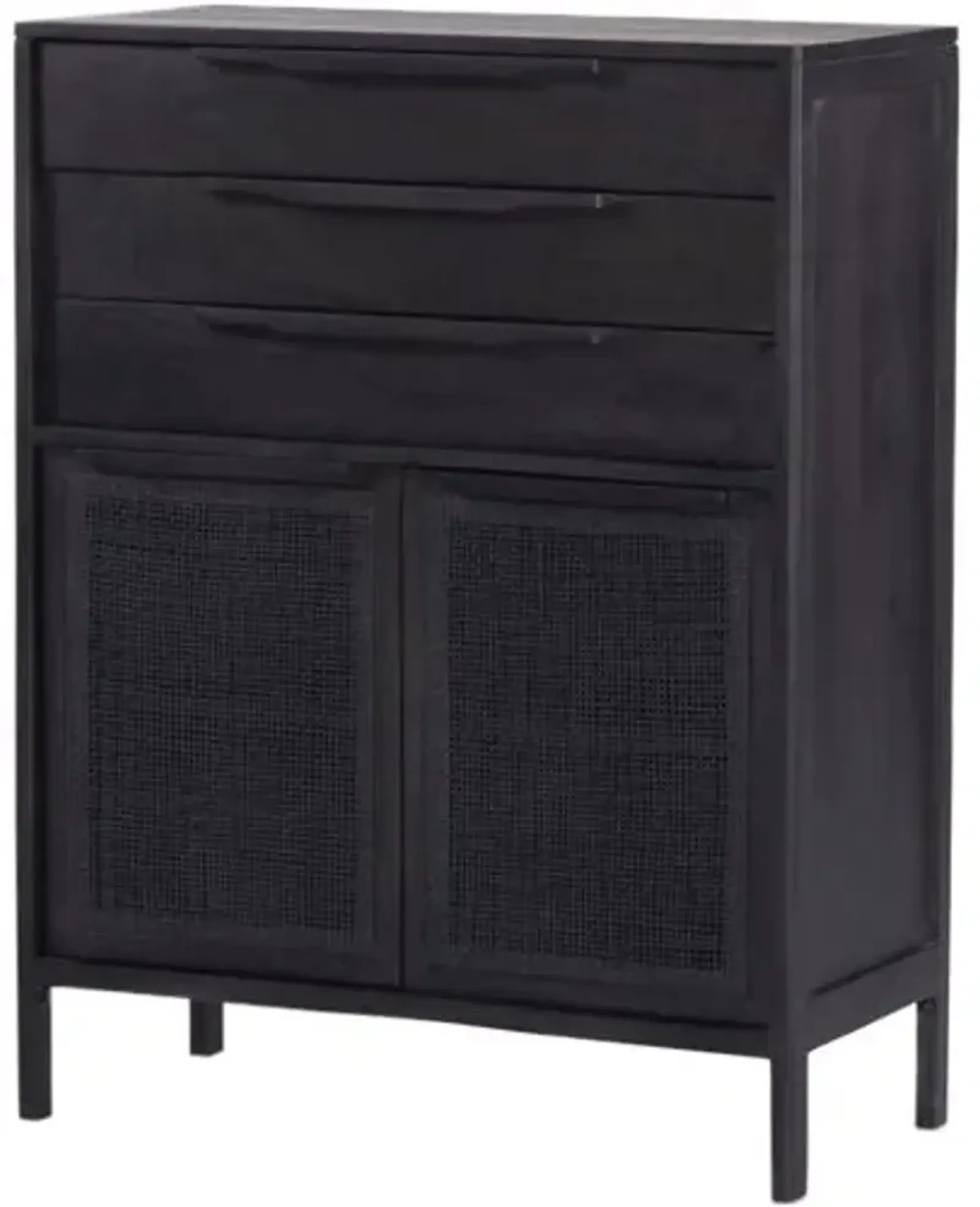 Ingrid Tall Cane Dresser - Black Wash