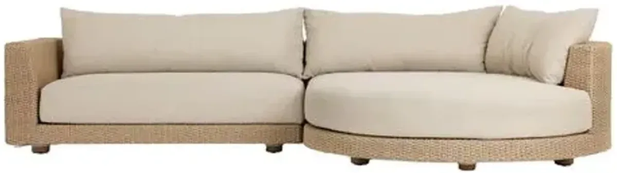 Inez Outdoor 2-Piece Sectional with Chaise - Casa Cream - Ivory - Comfortable, Sturdy, Stylish