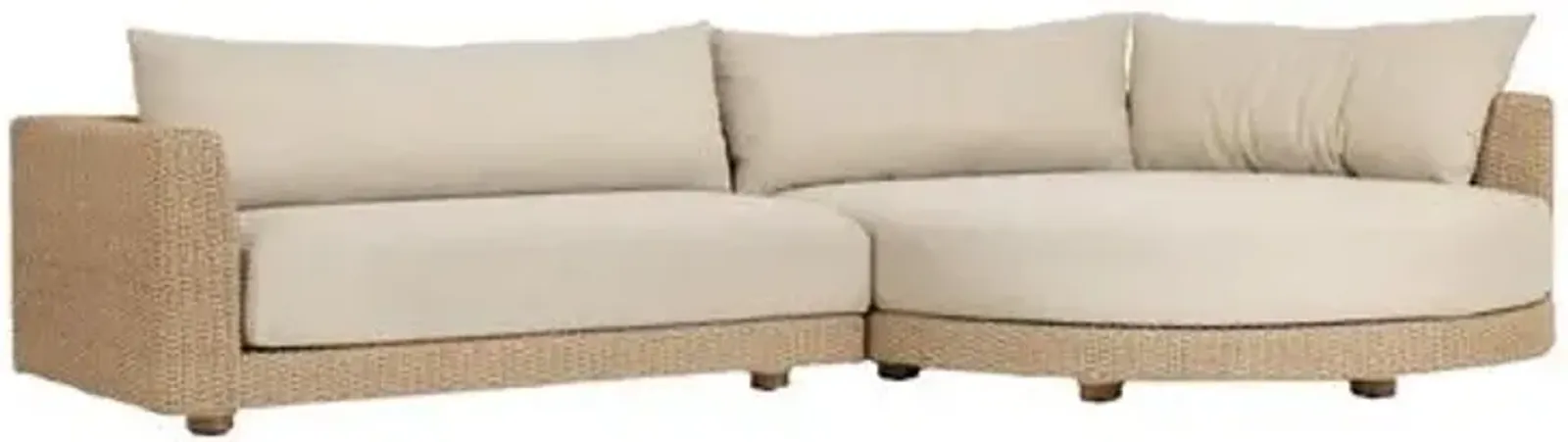 Inez Outdoor 2-Piece Sectional with Chaise - Casa Cream - Ivory - Comfortable, Sturdy, Stylish