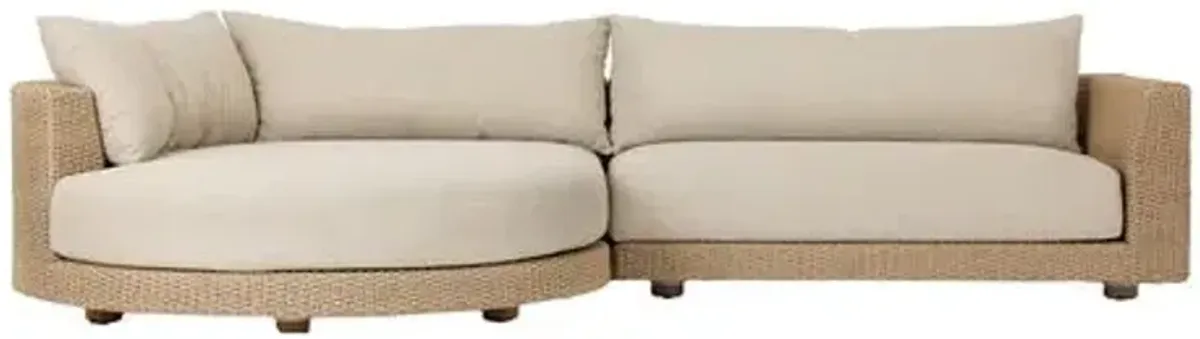 Inez Outdoor 2-Piece Sectional with Chaise - Casa Cream - Ivory - Comfortable, Sturdy, Stylish