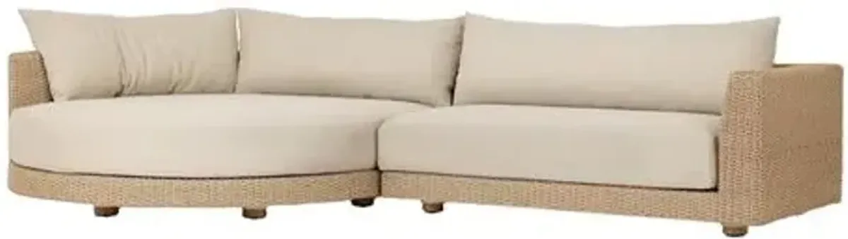 Inez Outdoor 2-Piece Sectional with Chaise - Casa Cream - Ivory - Comfortable, Sturdy, Stylish