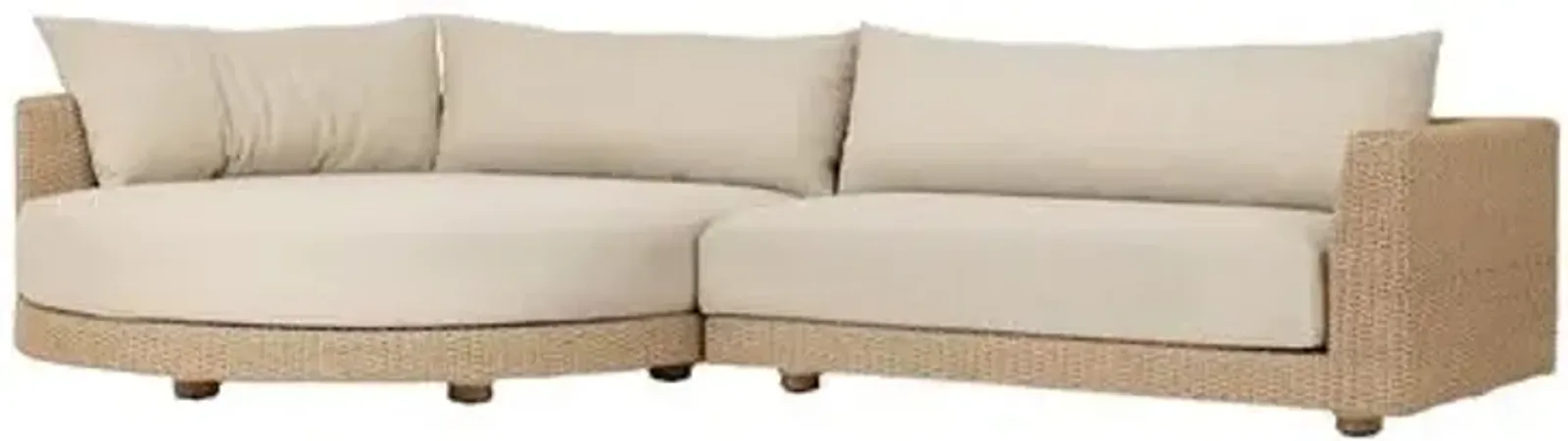 Inez Outdoor 2-Piece Sectional with Chaise - Casa Cream - Ivory - Comfortable, Sturdy, Stylish