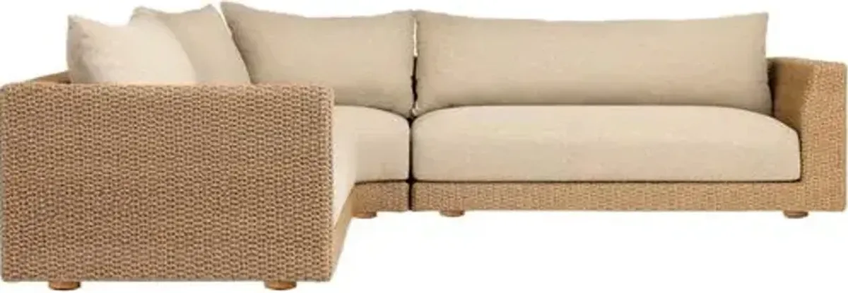 Inez Outdoor 3Pc Sectional - Casa Cream - Ivory