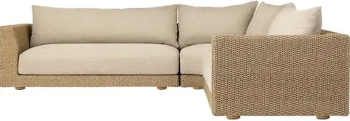 Inez Outdoor 3Pc Sectional - Casa Cream - Ivory