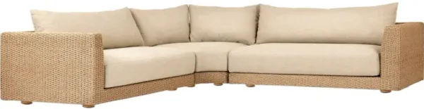 Inez Outdoor 3Pc Sectional, Casa Cream