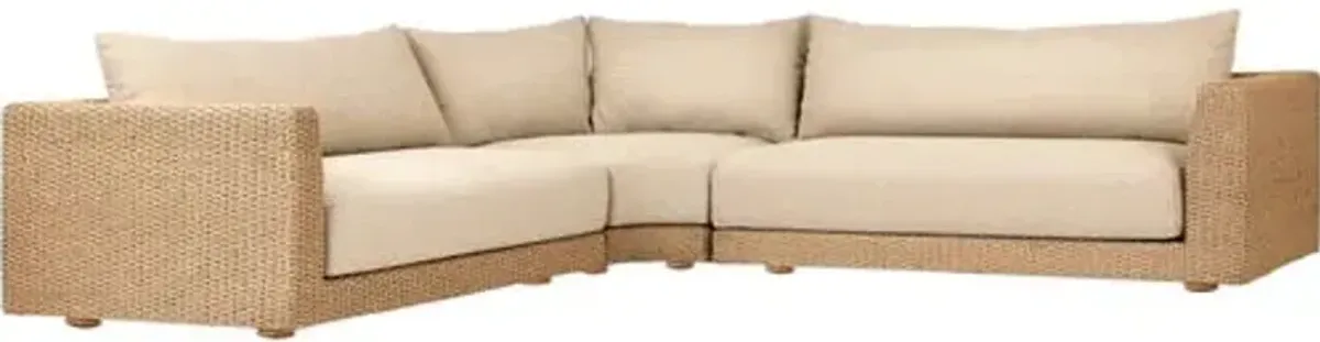 Inez Outdoor 3Pc Sectional - Casa Cream - Ivory