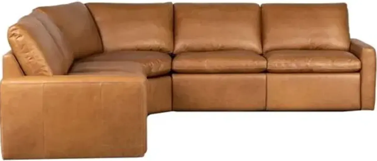 Haven Power Recliner 5-Piece Sectional - Leather Sonoma Butterscotch - Brown