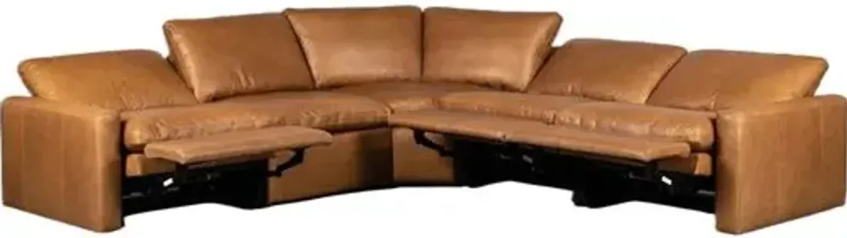 Haven Power Recliner 5-Piece Sectional - Leather Sonoma Butterscotch - Brown