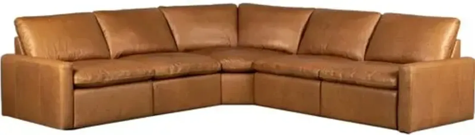 Haven Power Recliner 5-Piece Sectional - Leather Sonoma Butterscotch - Brown