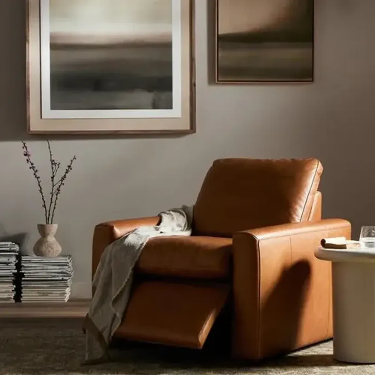 Haven Power Recliner Accent Chair - Leather Sonoma Butterscotch - Brown, Comfortable, Durable, Cushioned - Relaxing Chair, Lounger, Comfort and Leisure Prioritized