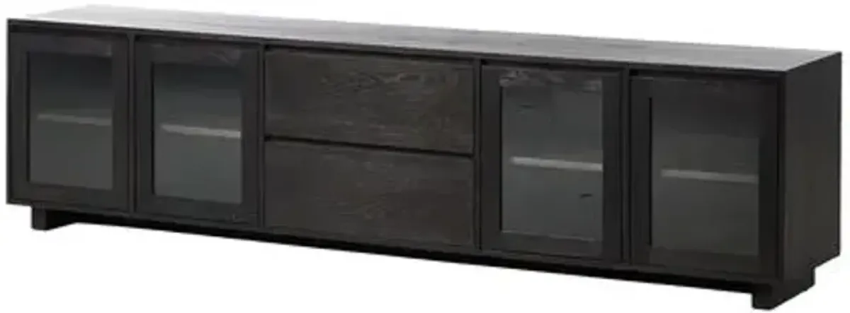 Harley Media Console - Worn Black Oak