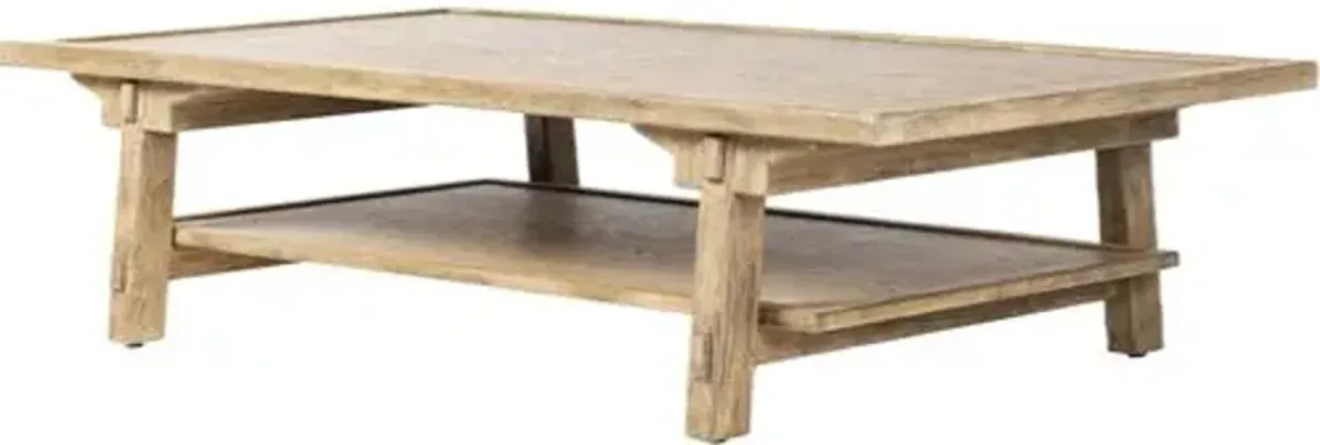 Halle Coffee Table - Distressed Light Oak - Brown