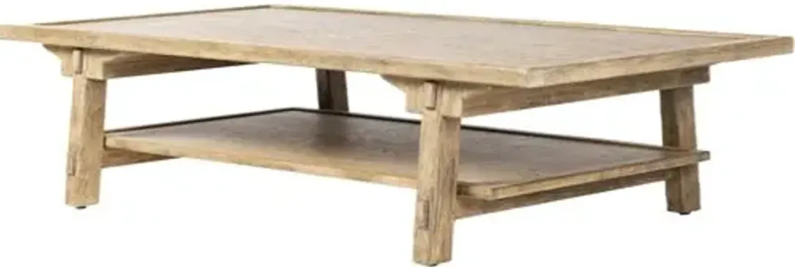 Halle Coffee Table - Distressed Light Oak - Brown