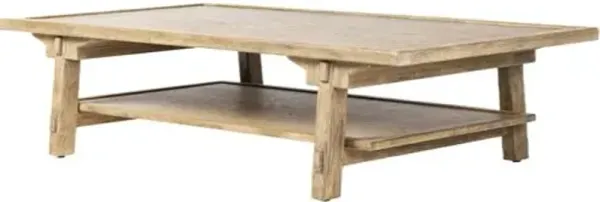 Halle Coffee Table - Distressed Light Oak - Brown