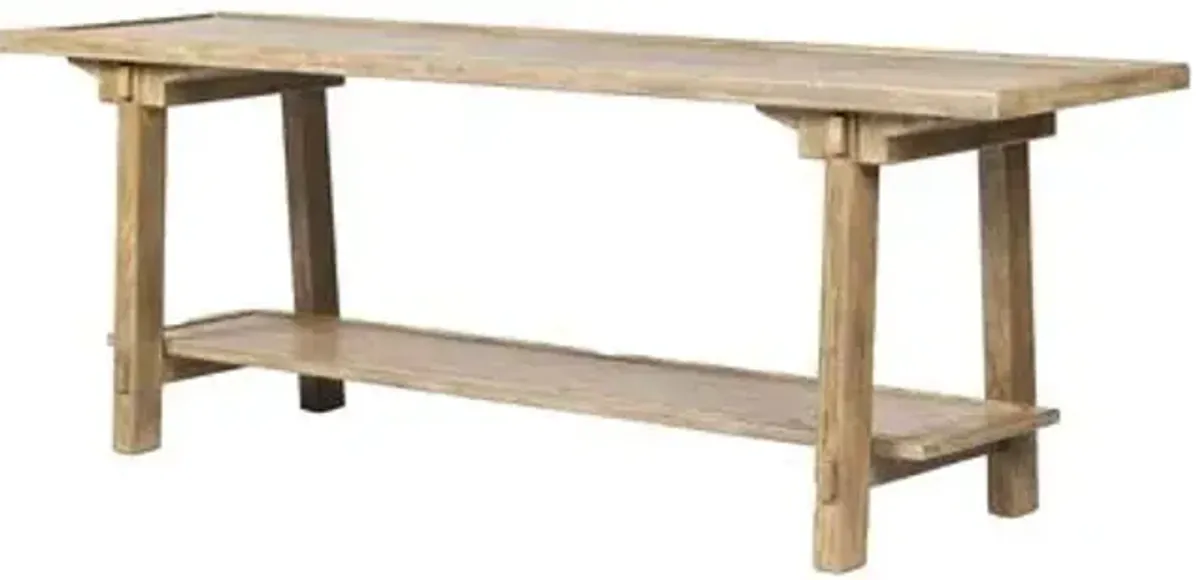 Halle Console Table - Distressed Light Oak - Brown