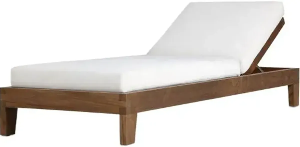 Gregory Outdoor Teak Chaise - Alessi Linen - Brown - Comfortable, Sturdy, Stylish