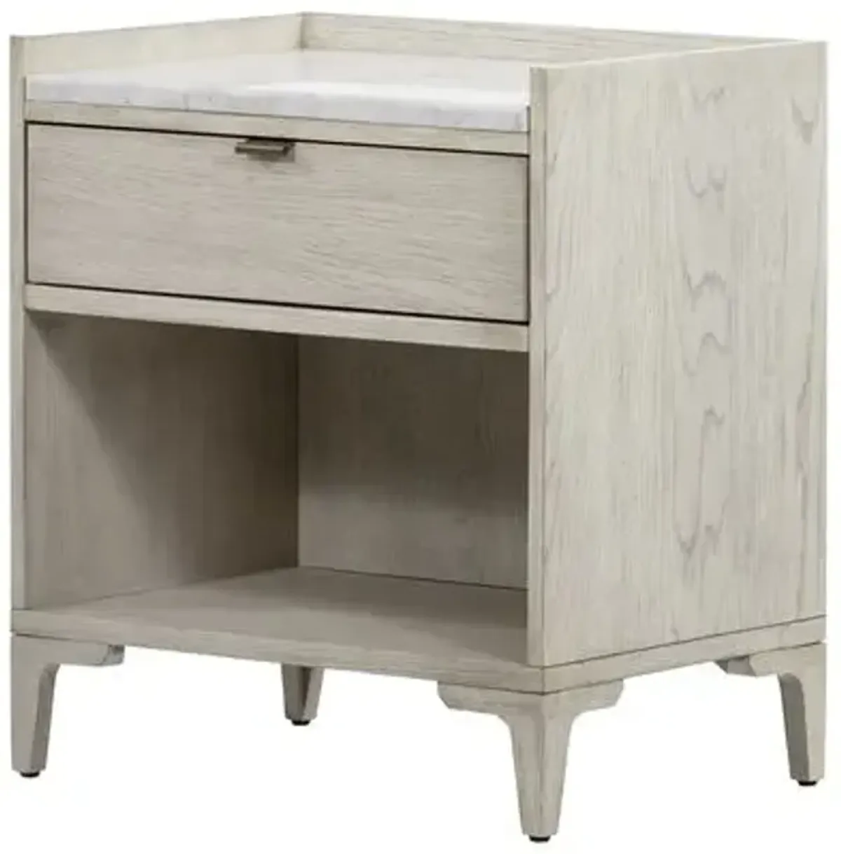 Greer 1-Drawer Nightstand - Vintage White Oak/White Marble