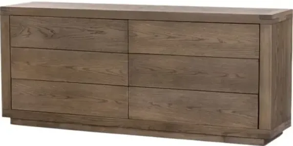 Grady 6-Drawer Oak Dresser - Brown