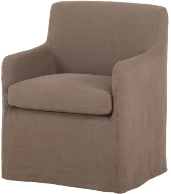 Giana Linen Slipcover Dining Chair, Brussels Mushroom
