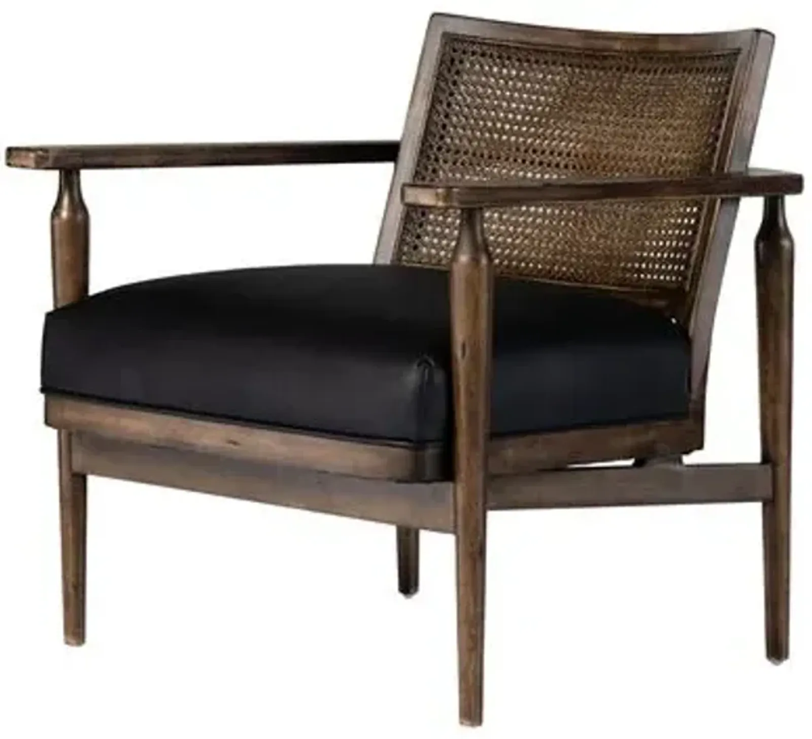 Freya Cane Chair - Carson Black Leather