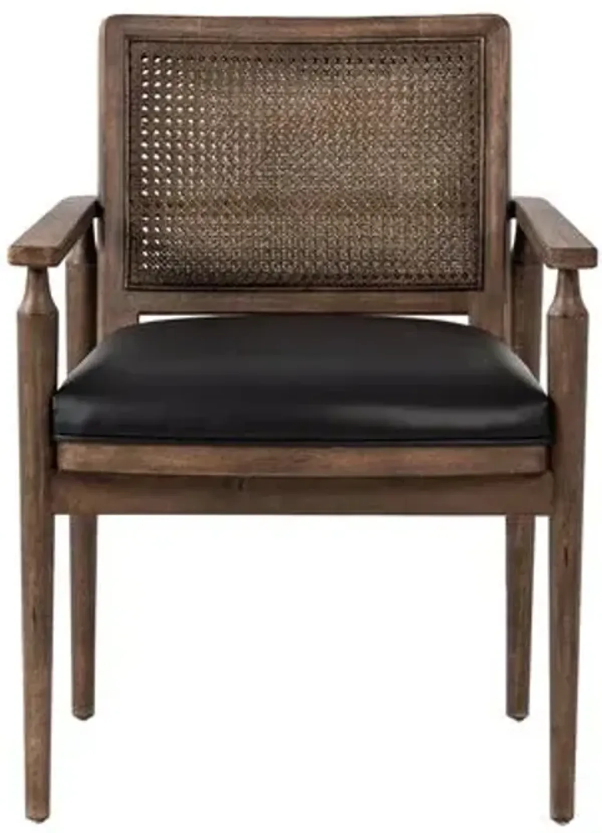 Freya Cane Dining Armchair - Carson Black Leather