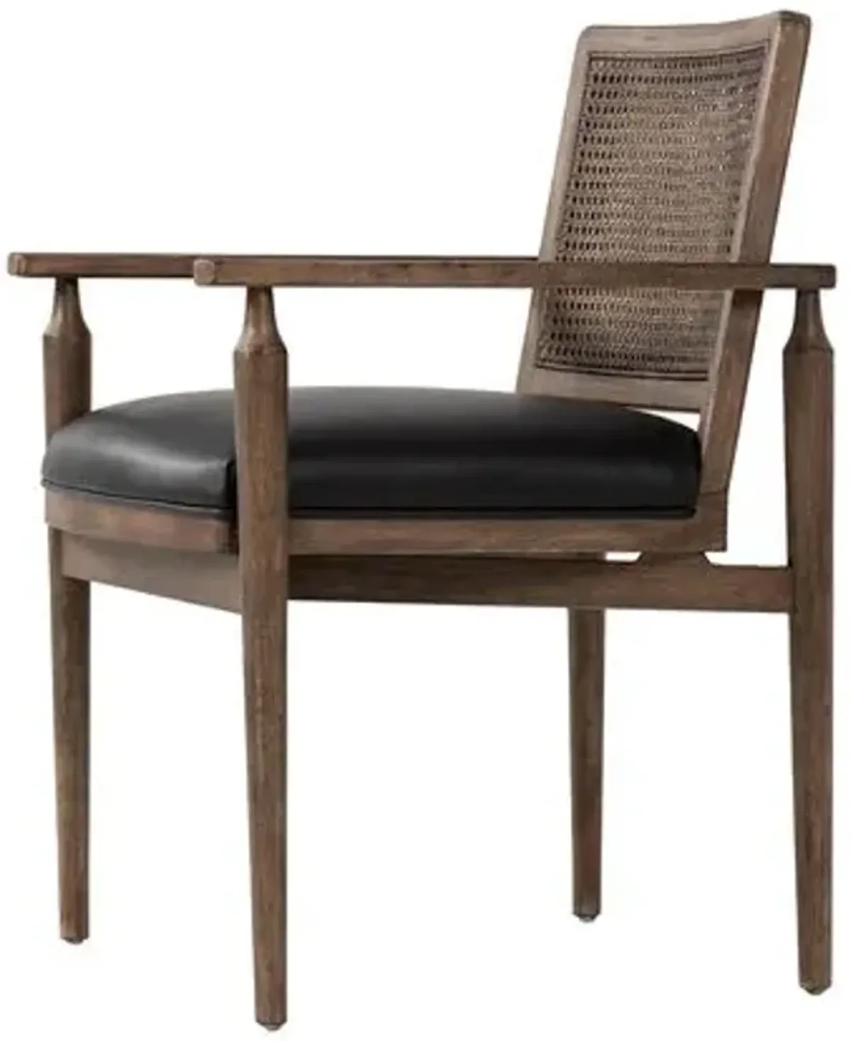 Freya Cane Dining Armchair - Carson Black Leather