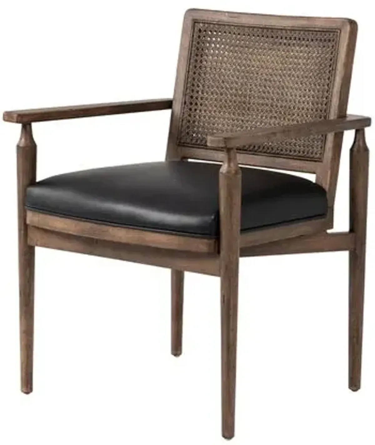 Freya Cane Dining Armchair - Carson Black Leather