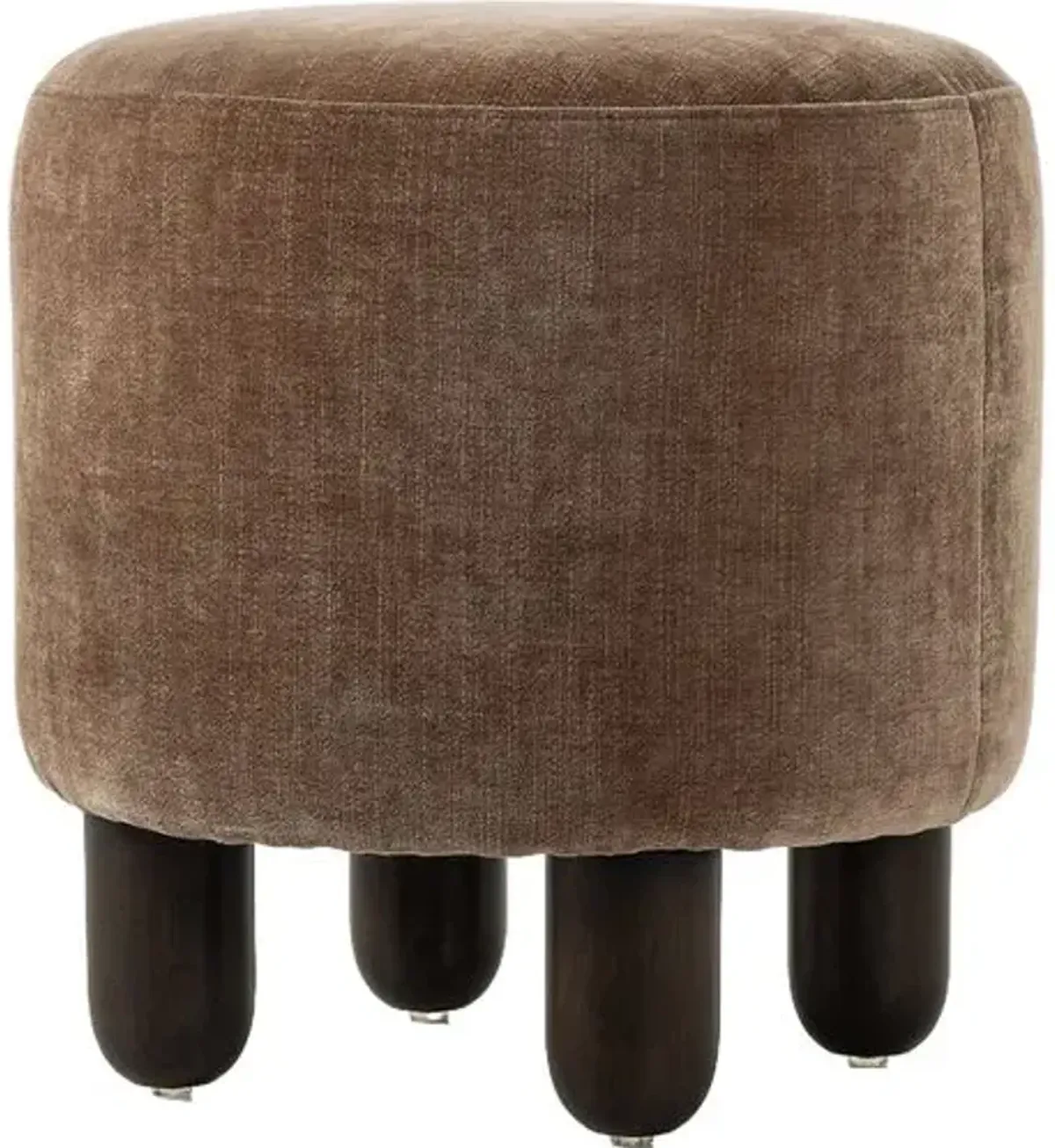 Francine Chenille Velvet Ottoman - Brown