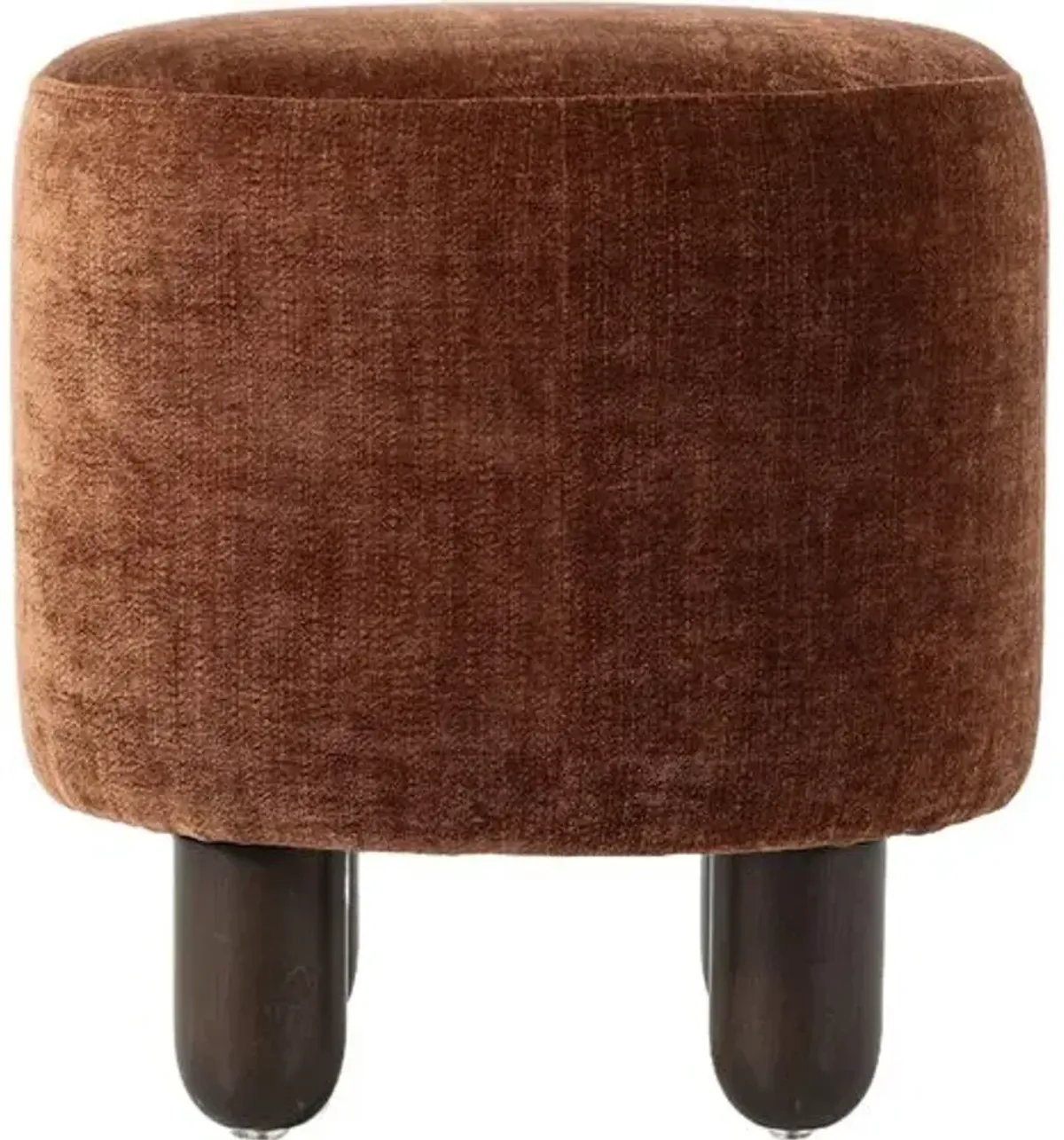 Francine Chenille Velvet Ottoman - Brown